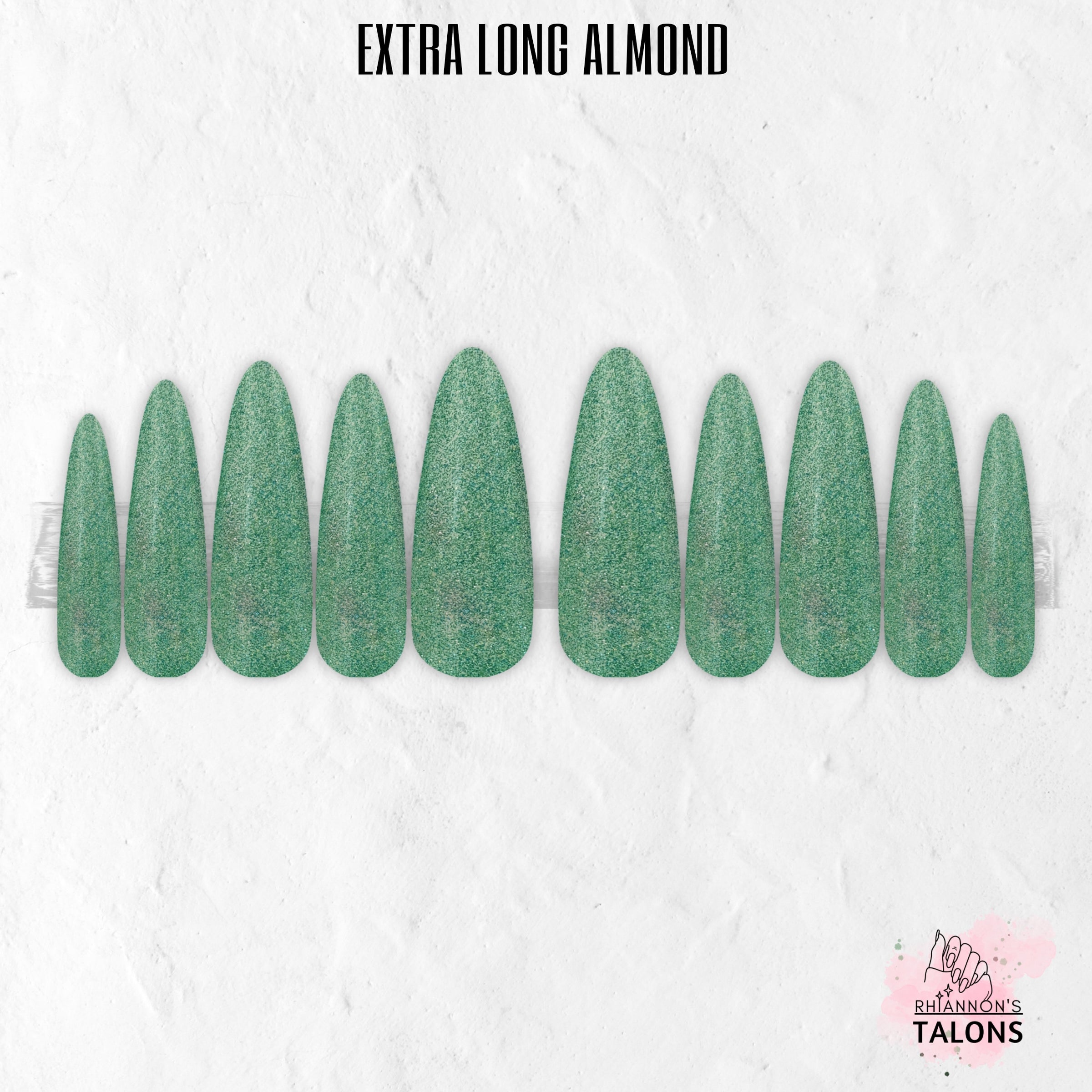 Enchanted Meadow green glitter press-on nails