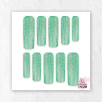 Enchanted Meadow green glitter press-on nails