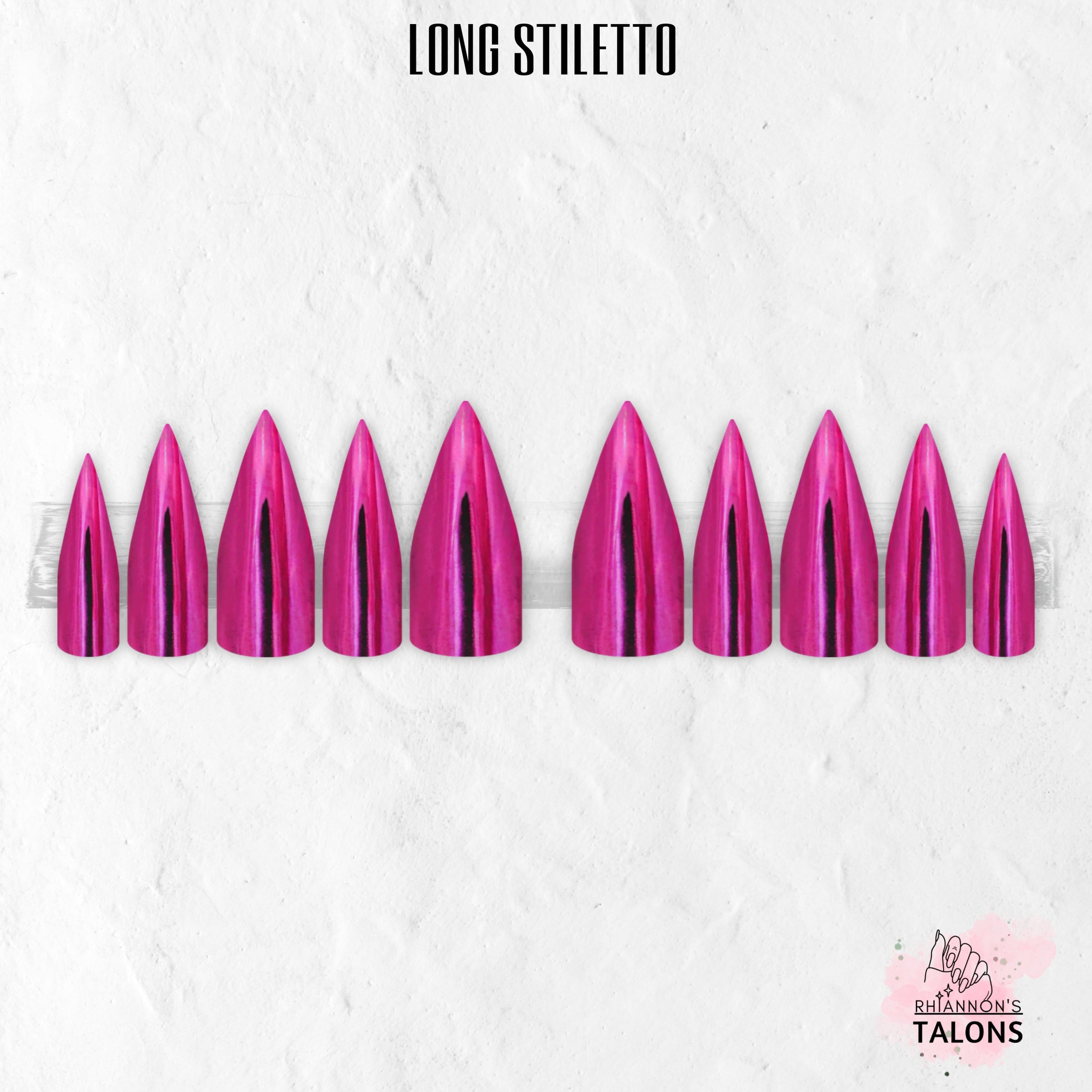 Fuchsia Flux pink chrome press-on nails