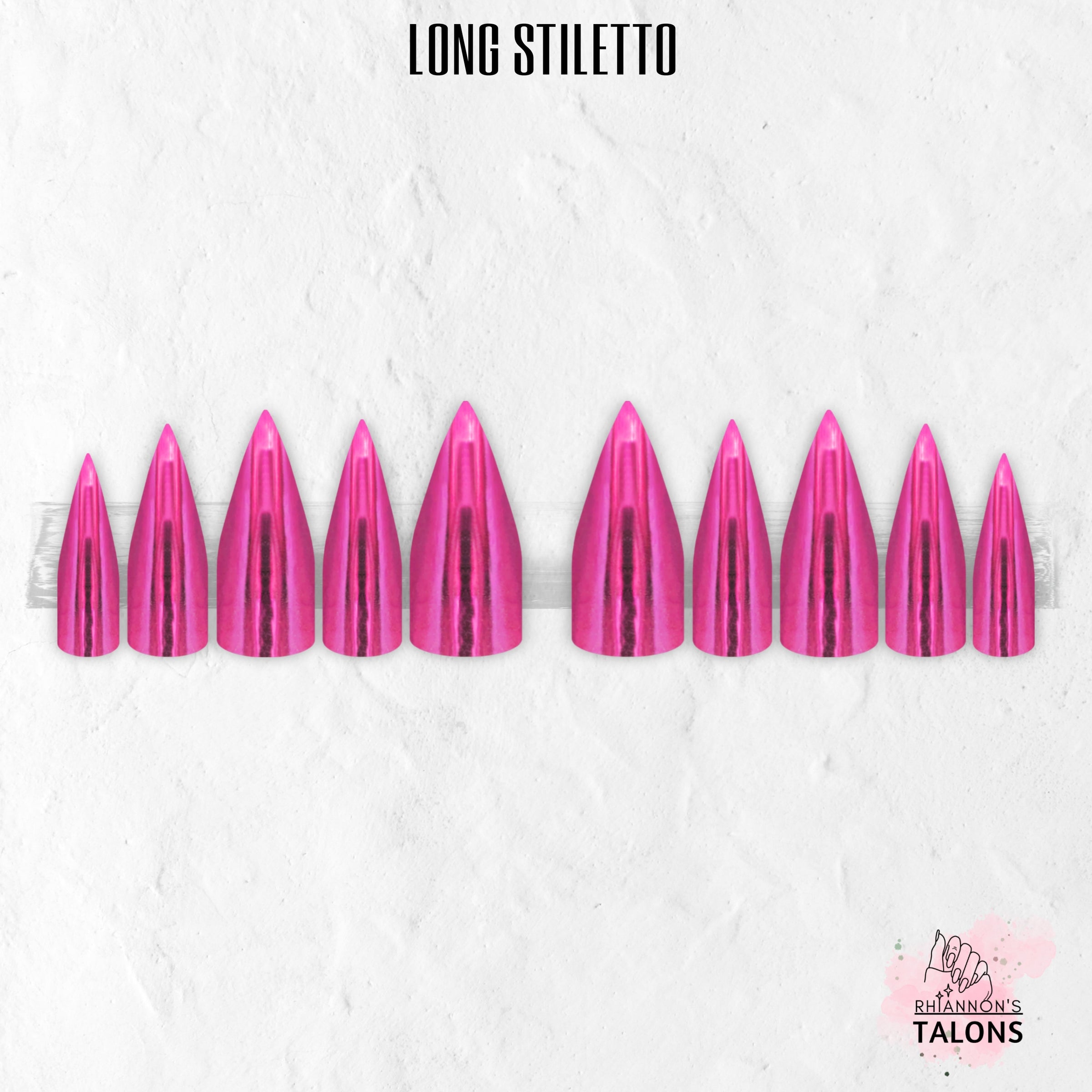 Fuchsia Flux pink chrome press-on nails