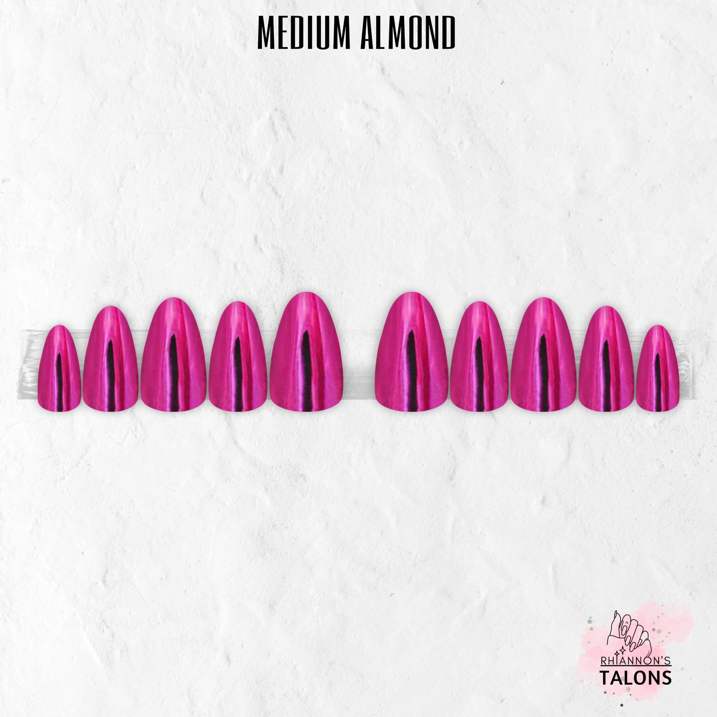 Fuchsia Flux pink chrome press-on nails