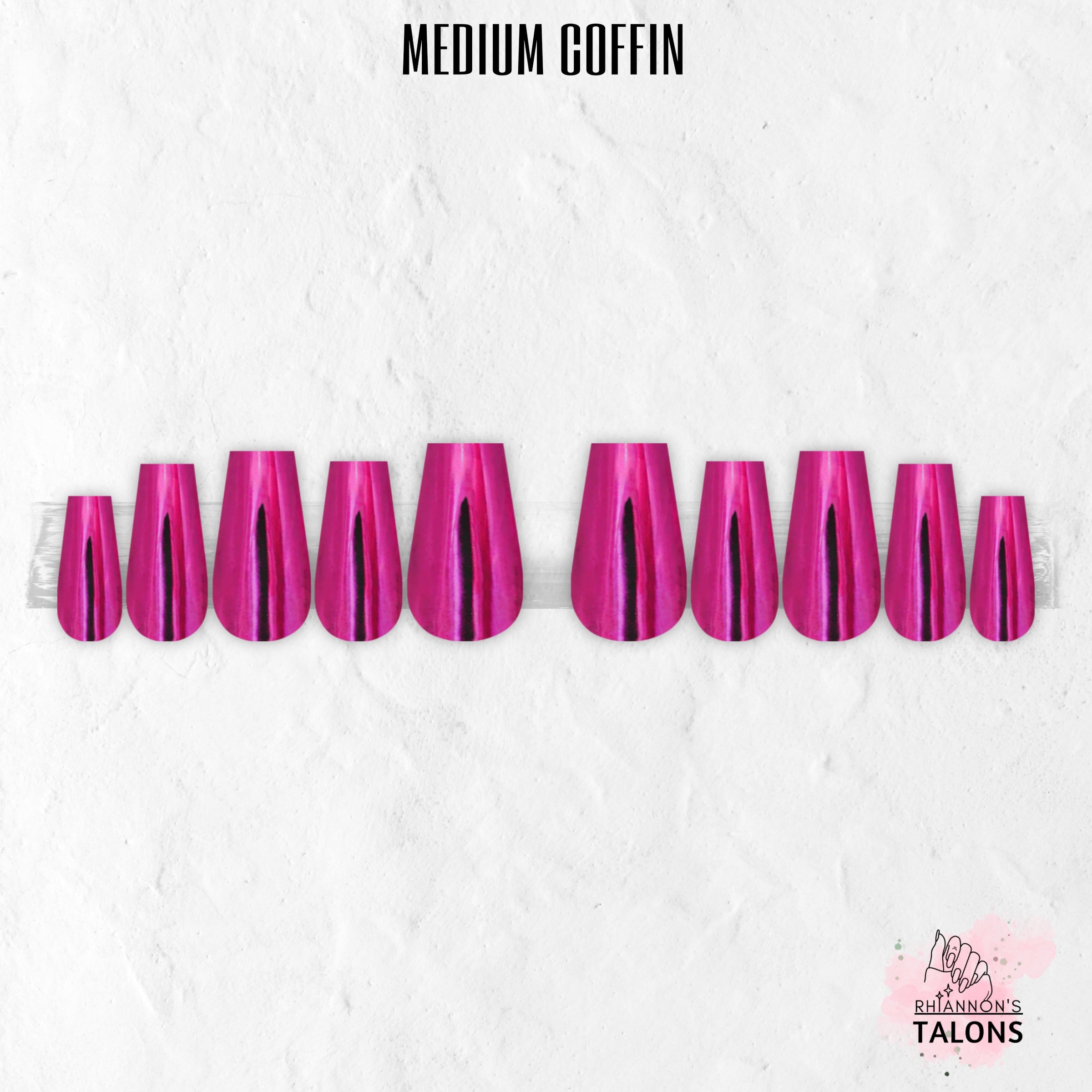 Fuchsia Flux pink chrome press-on nails