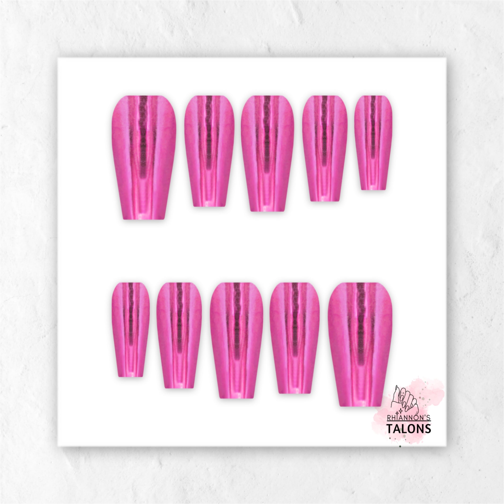 Fuchsia Flux pink chrome press-on nails