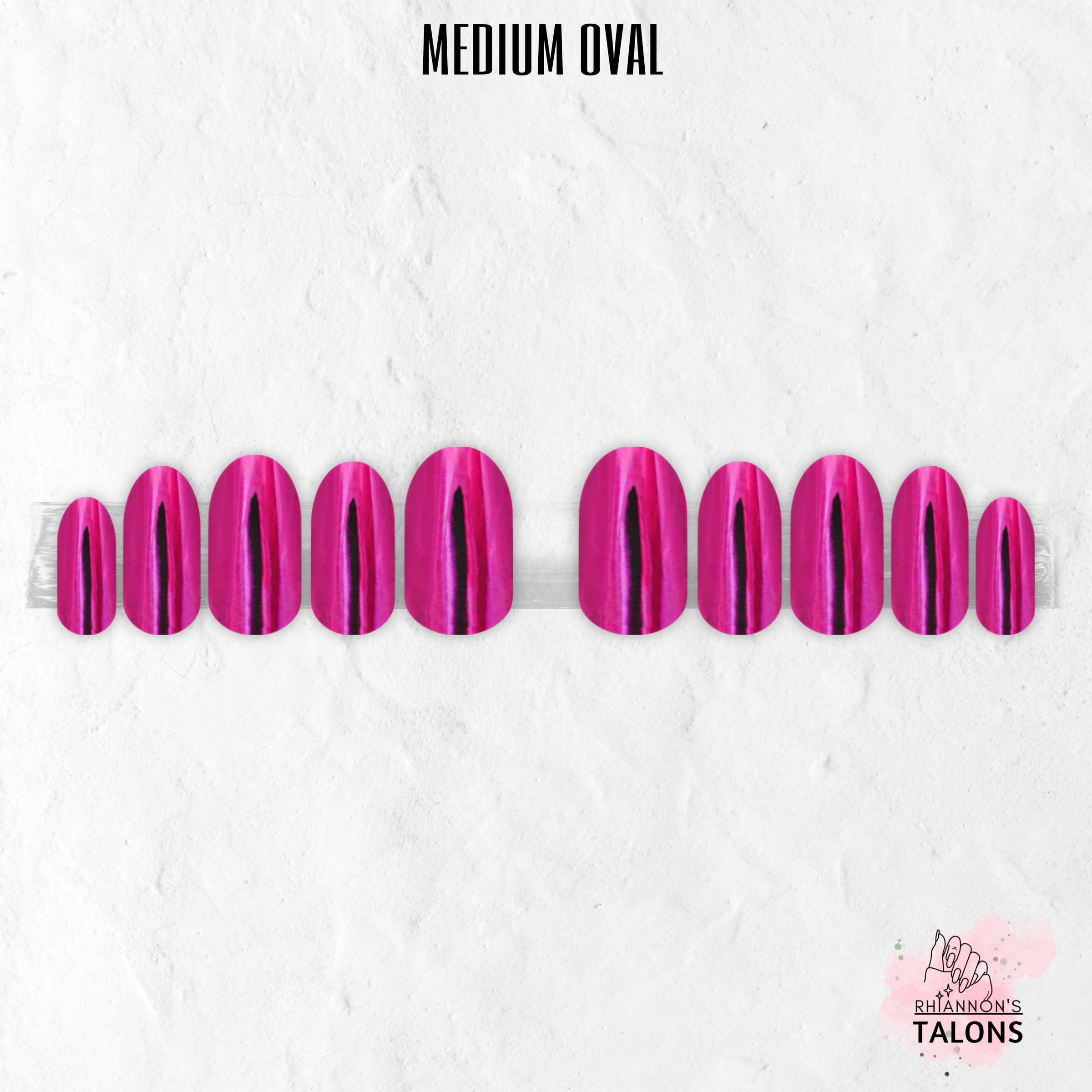 Fuchsia Flux pink chrome press-on nails