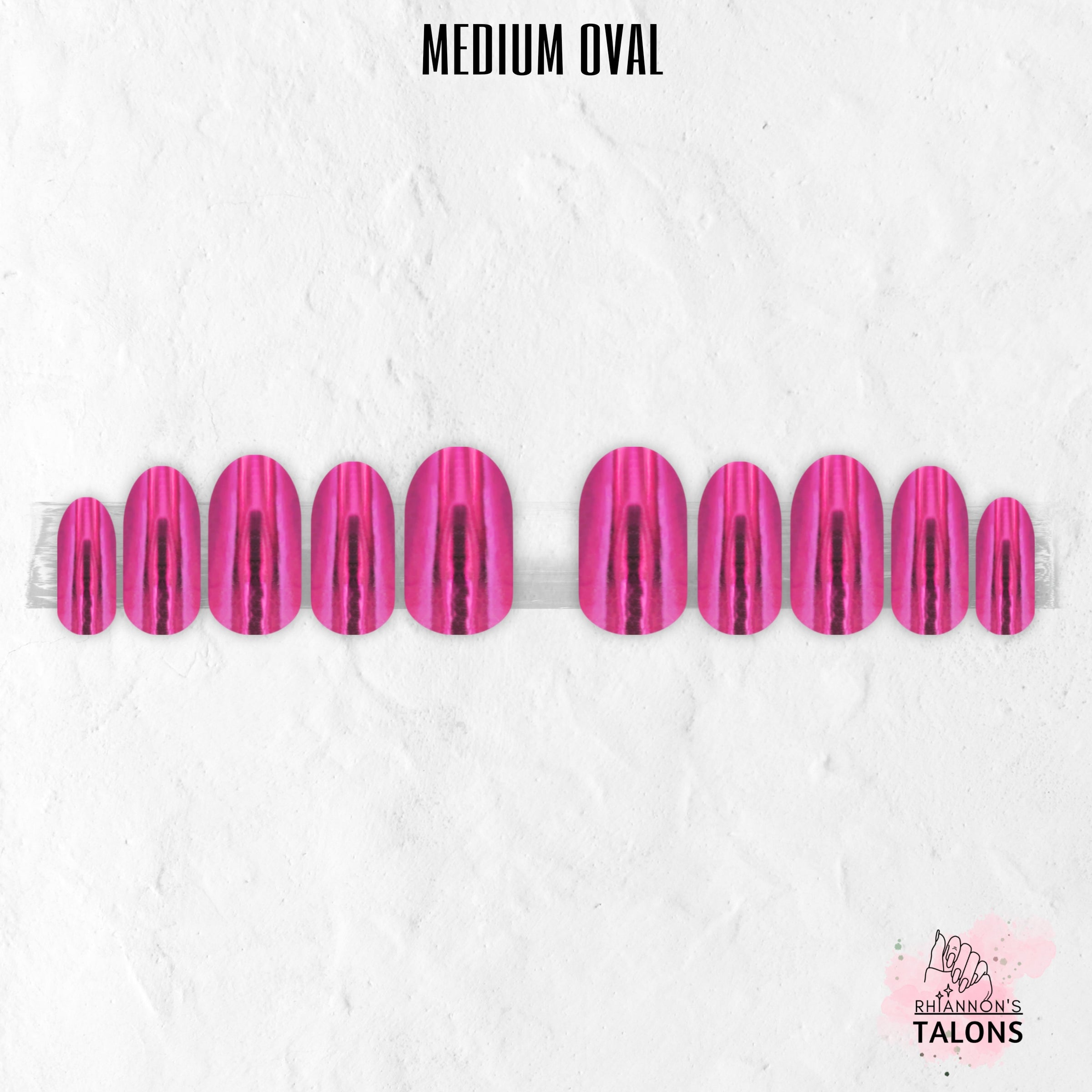Fuchsia Flux pink chrome press-on nails
