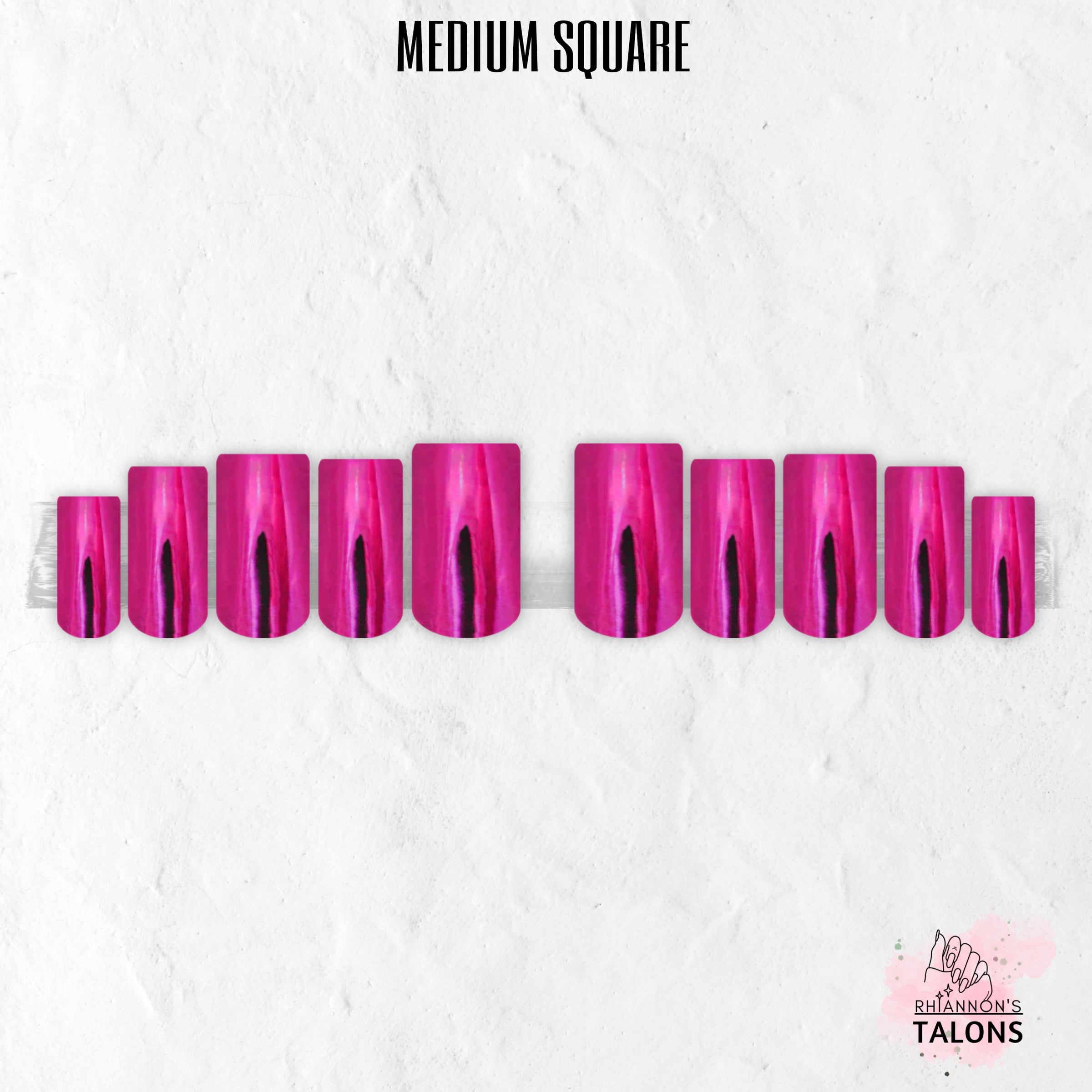 Fuchsia Flux pink chrome press-on nails