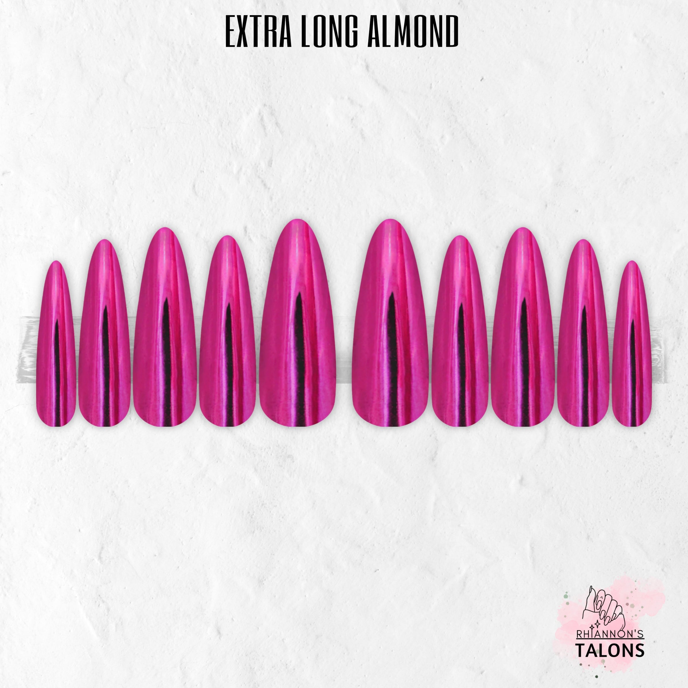 Fuchsia Flux pink chrome press-on nails