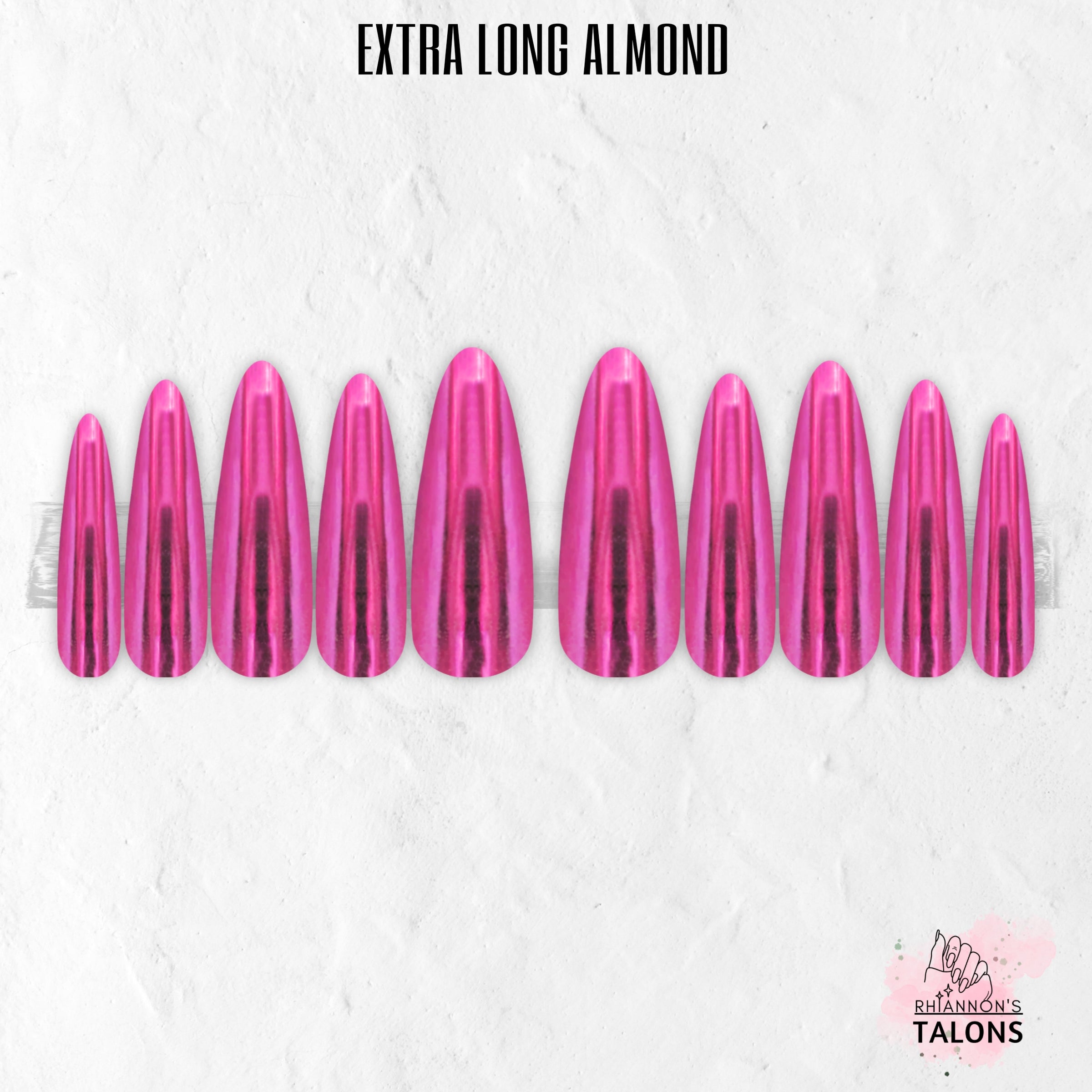 Fuchsia Flux pink chrome press-on nails
