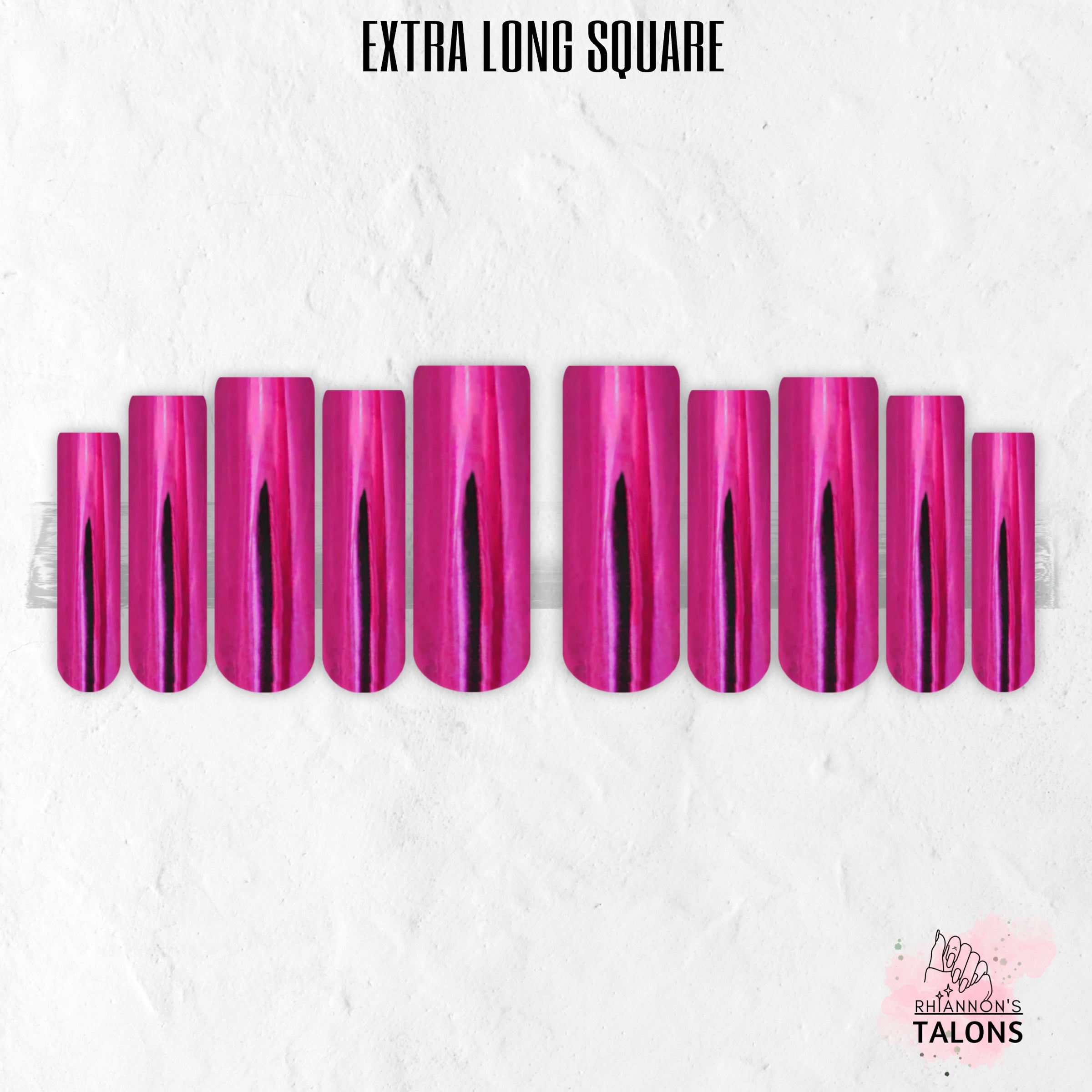 Fuchsia Flux pink chrome press-on nails
