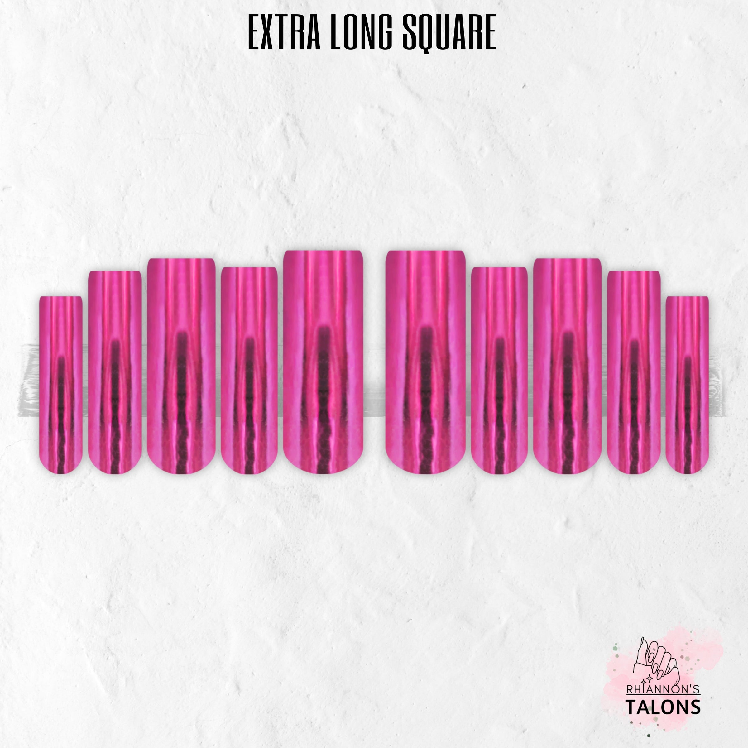 Fuchsia Flux pink chrome press-on nails