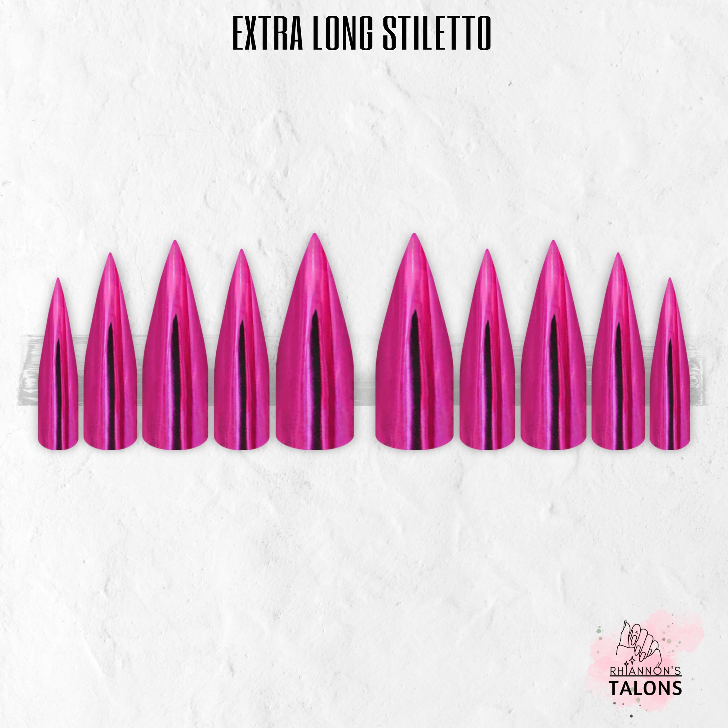 Fuchsia Flux pink chrome press-on nails