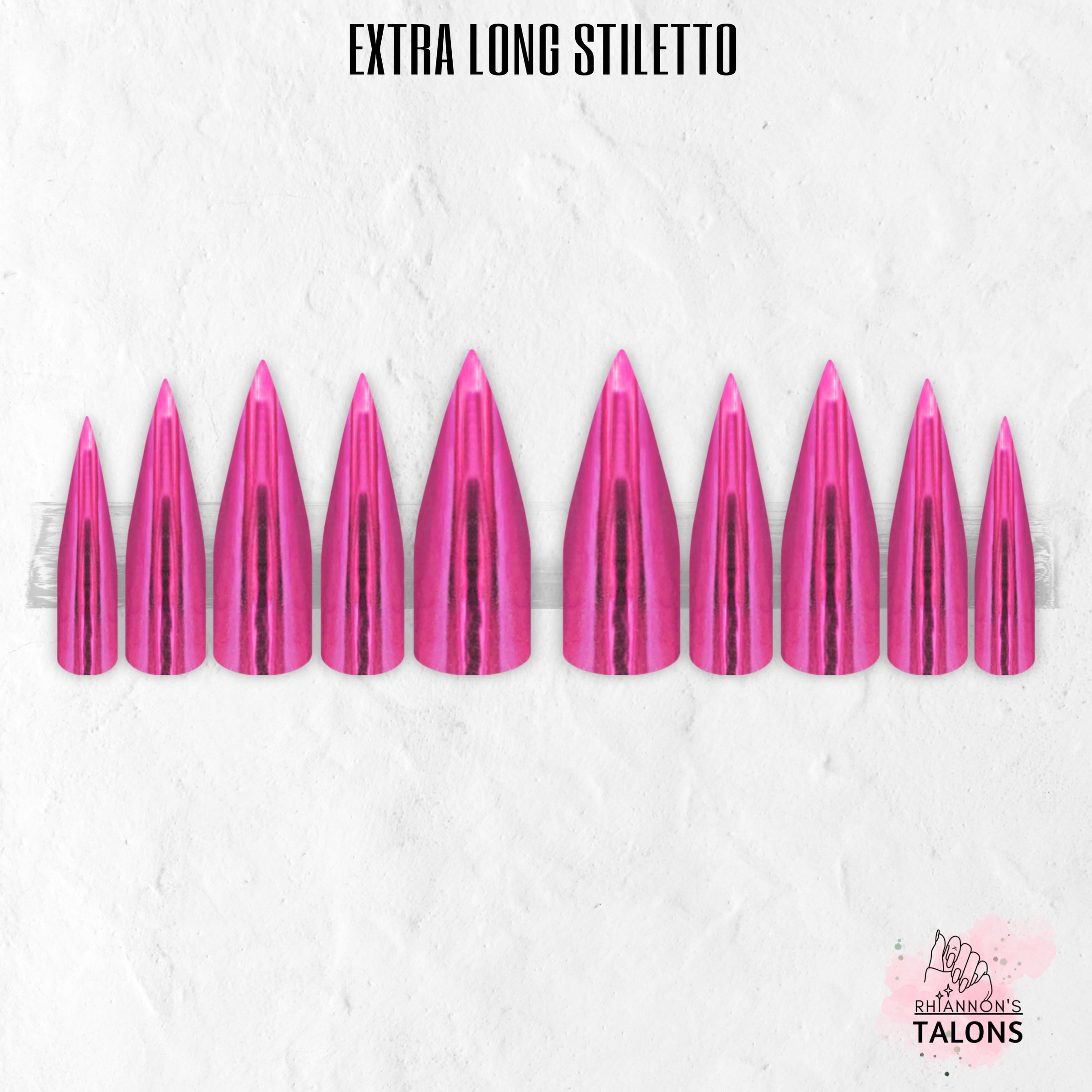 Fuchsia Flux pink chrome press-on nails