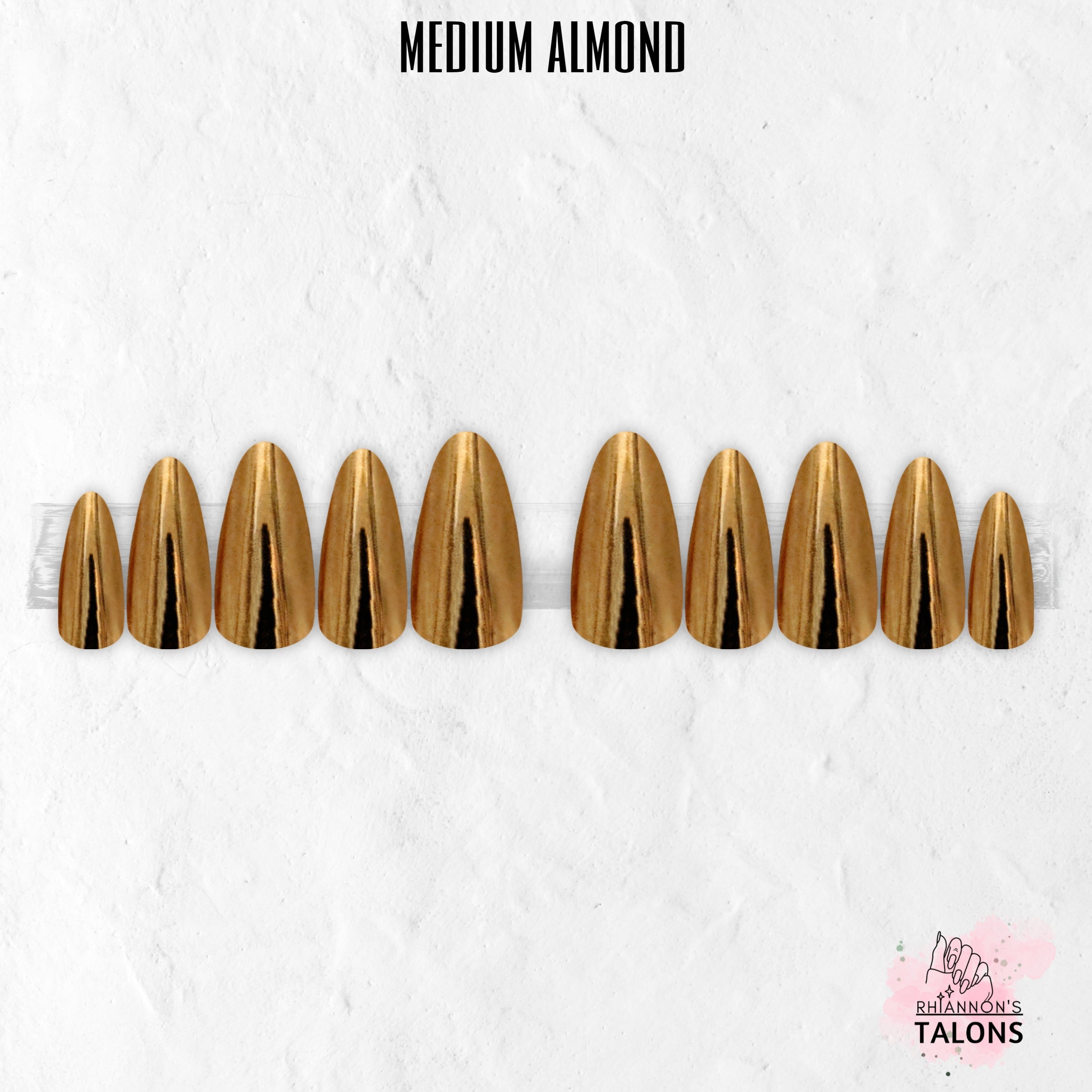 Golden Blush pink gold chrome press-on nails