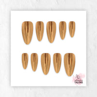 Golden Blush pink gold chrome press-on nails