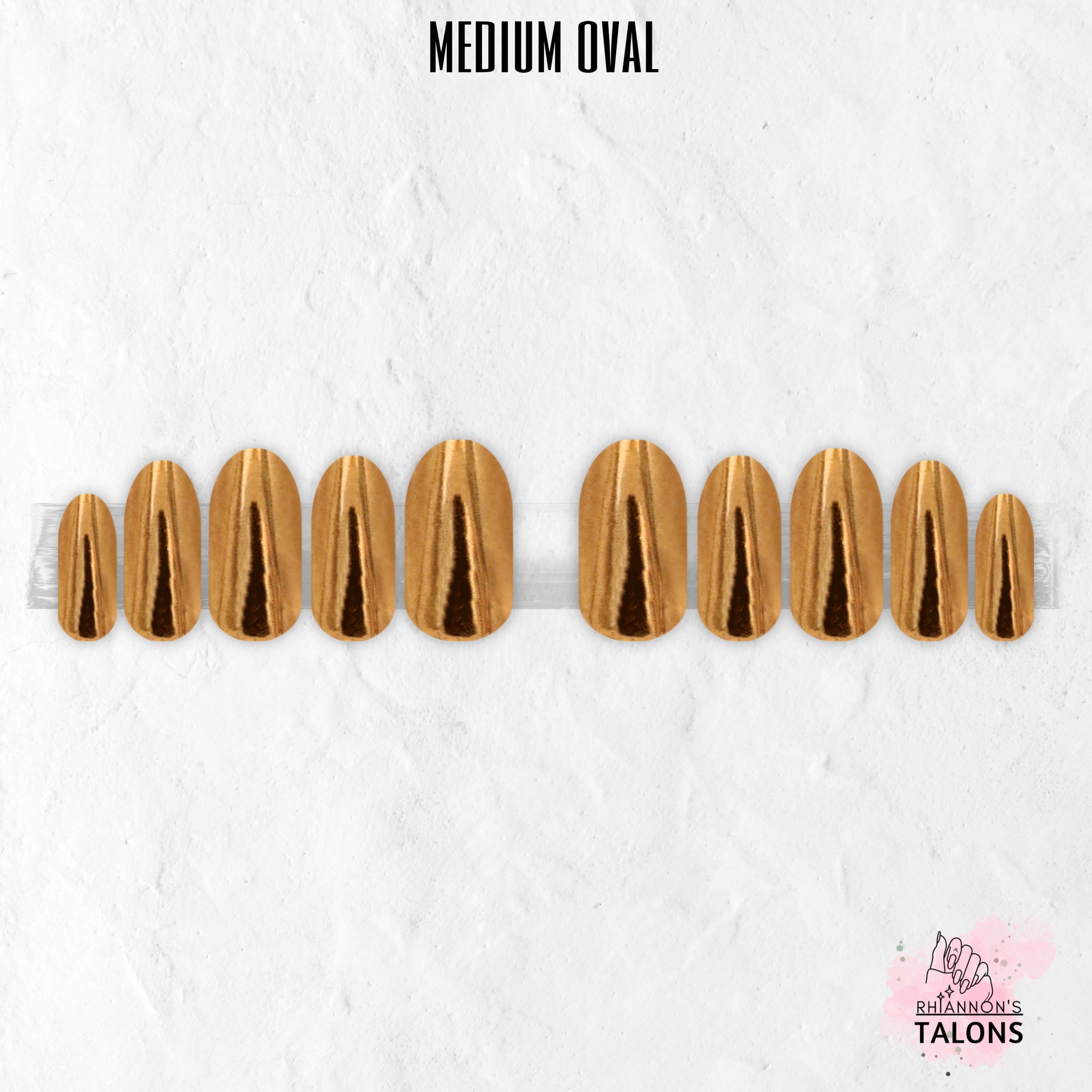 Golden Blush pink gold chrome press-on nails