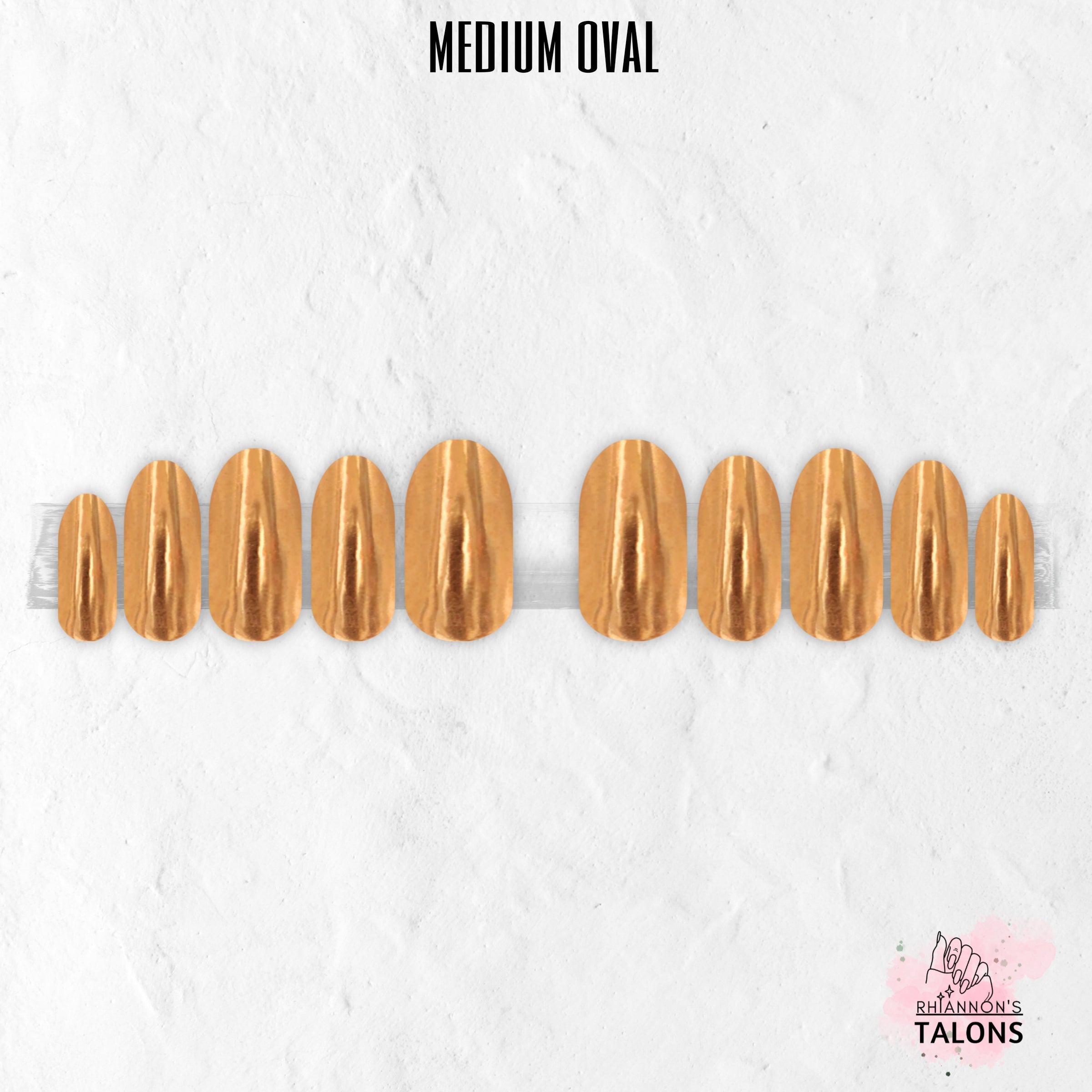 Golden Blush pink gold chrome press-on nails