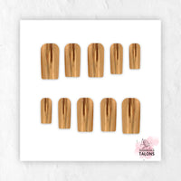 Golden Blush pink gold chrome press-on nails