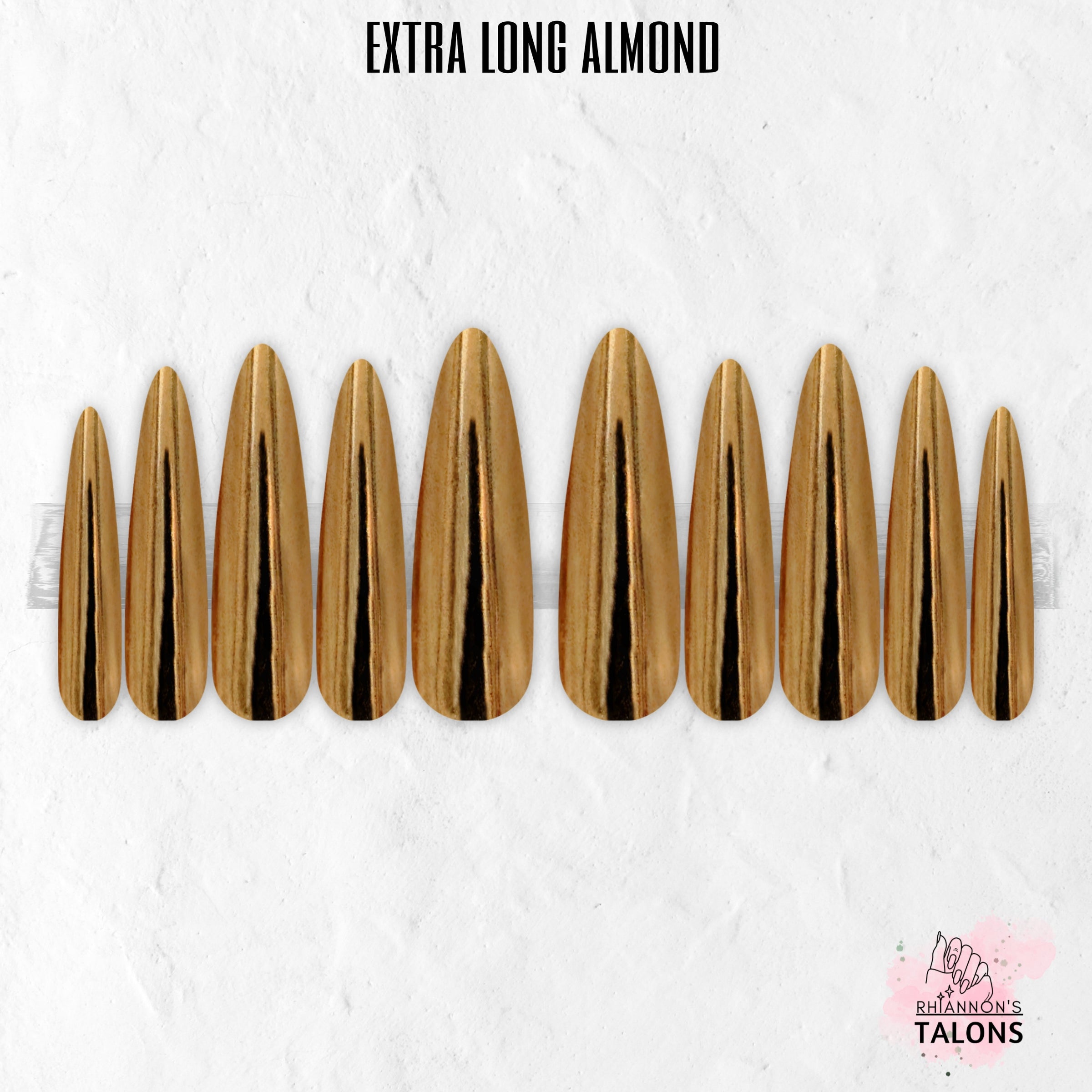 Golden Blush pink gold chrome press-on nails