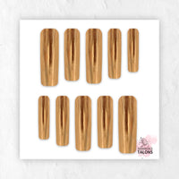 Golden Blush pink gold chrome press-on nails