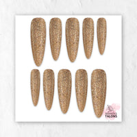 Golden Hour gold glitter glossy press-on nails