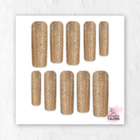 Golden Hour gold glitter glossy press-on nails