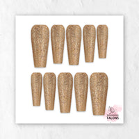Golden Hour gold glitter glossy press-on nails