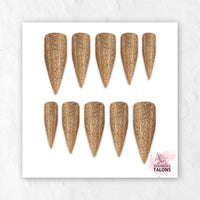 Golden Hour gold glitter glossy press-on nails