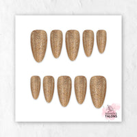 Golden Hour gold glitter glossy press-on nails