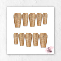 Golden Hour gold glitter glossy press-on nails