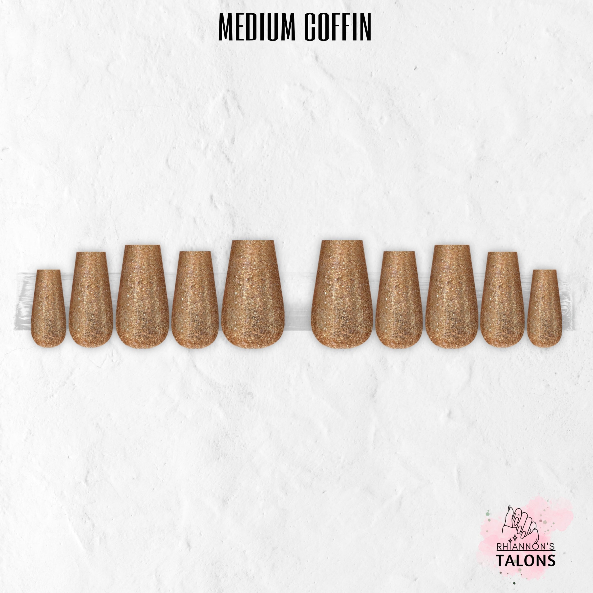 Golden Hour gold glitter glossy press-on nails