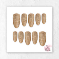 Golden Hour gold glitter glossy press-on nails