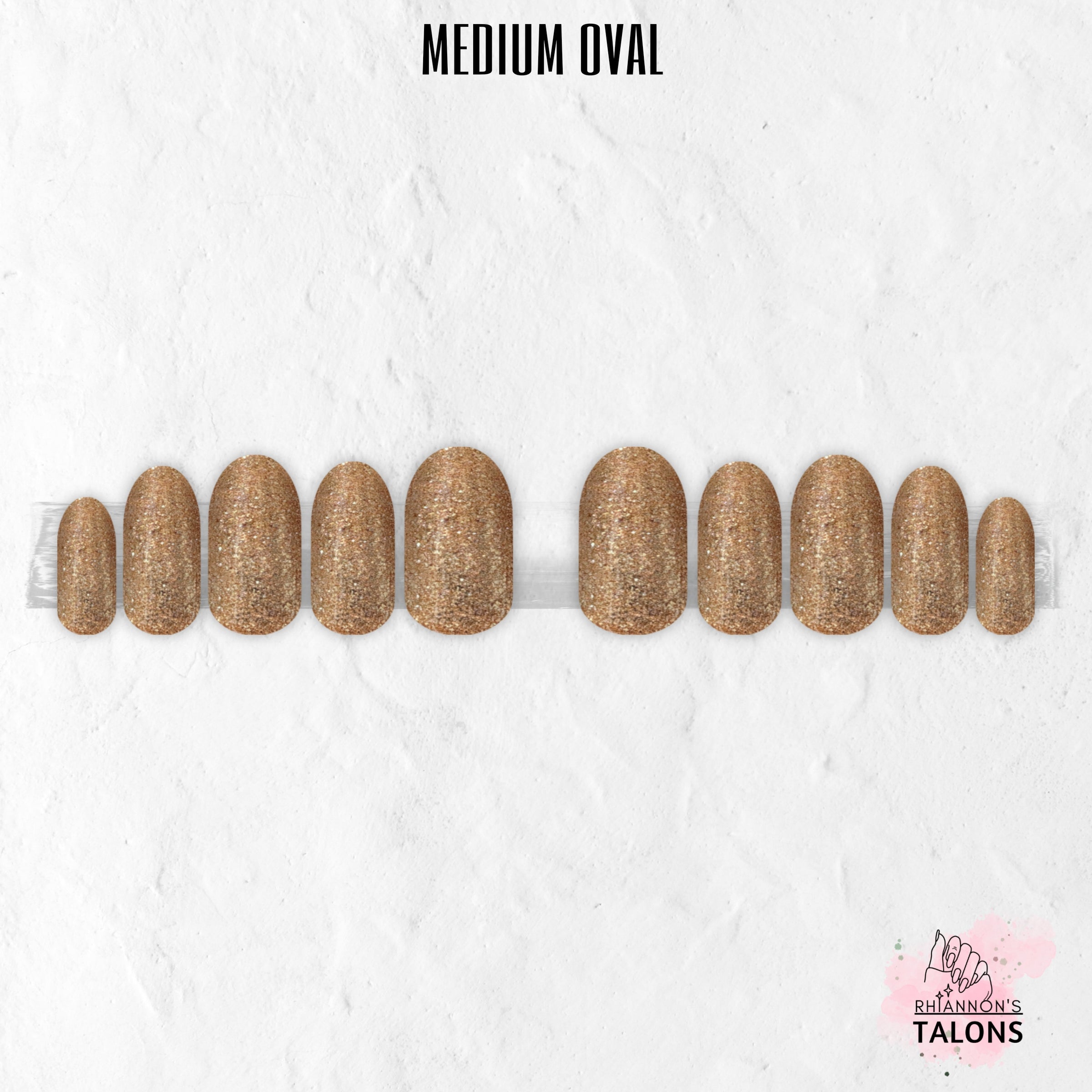 Golden Hour gold glitter glossy press-on nails