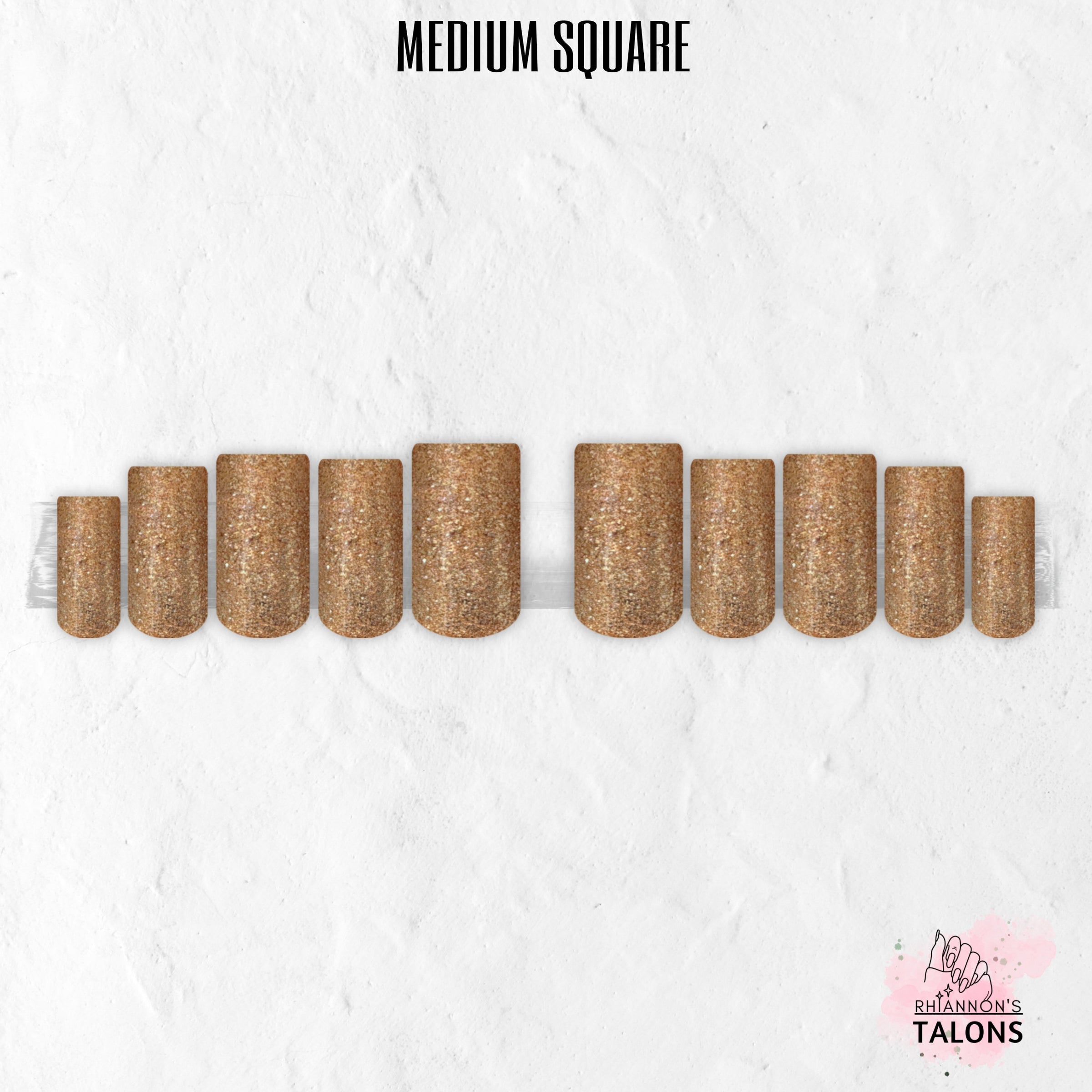 Golden Hour gold glitter glossy press-on nails