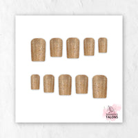 Golden Hour gold glitter glossy press-on nails