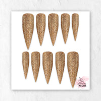 Golden Hour gold glitter glossy press-on nails