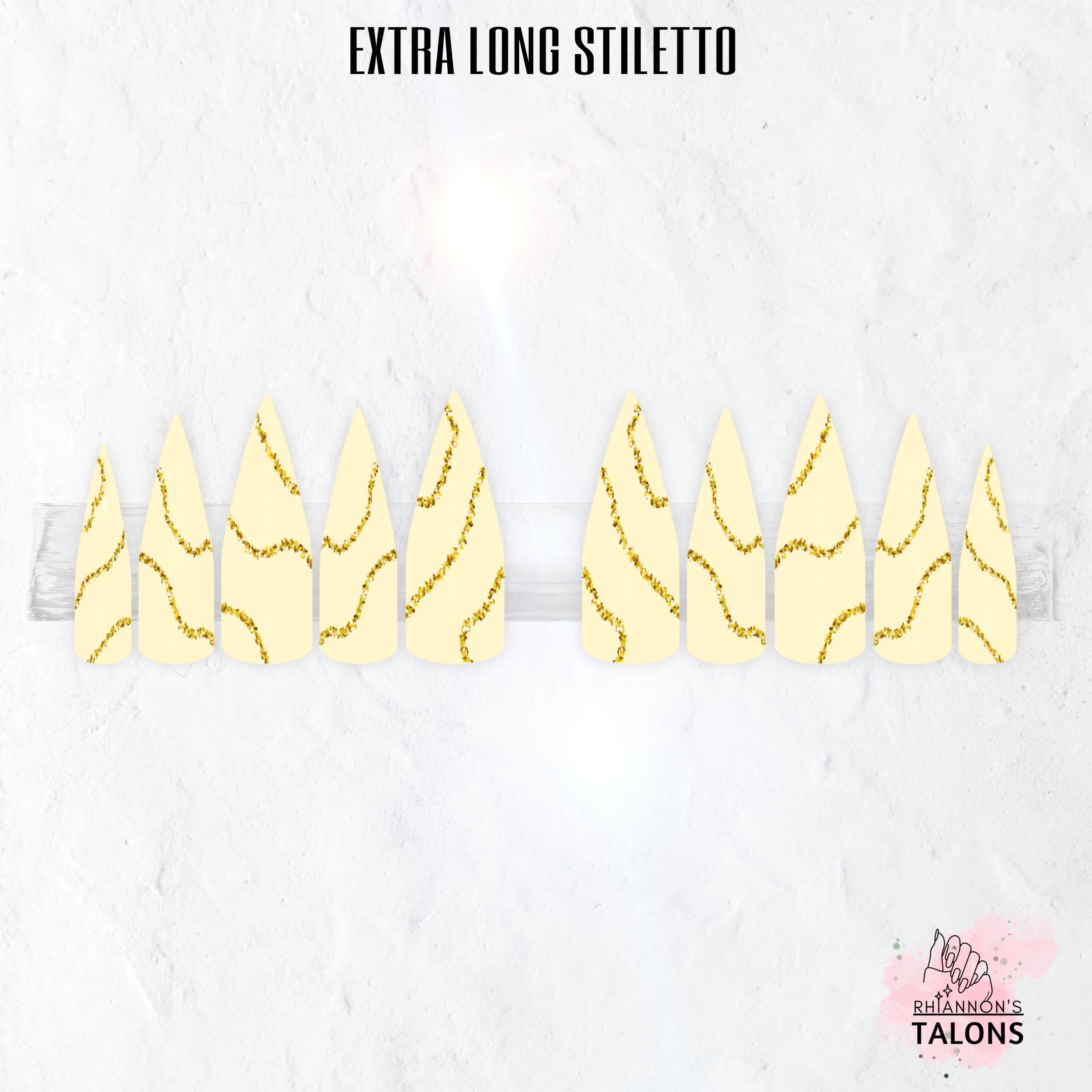 Golden Ripple gold glitter wave press-on nail