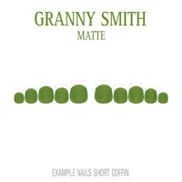 Granny Smith green French tip press-on nails
