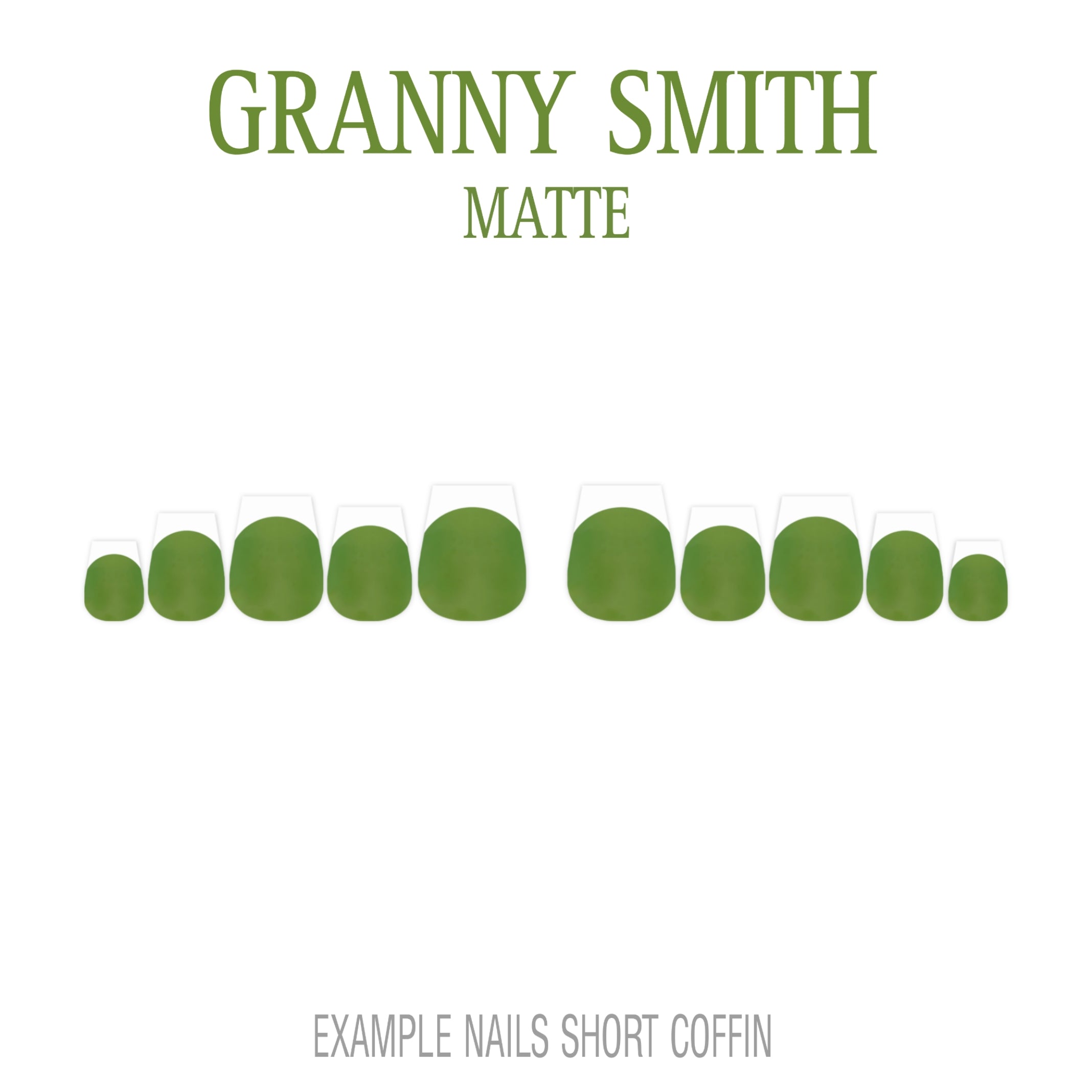 Granny Smith green French tip press-on nails