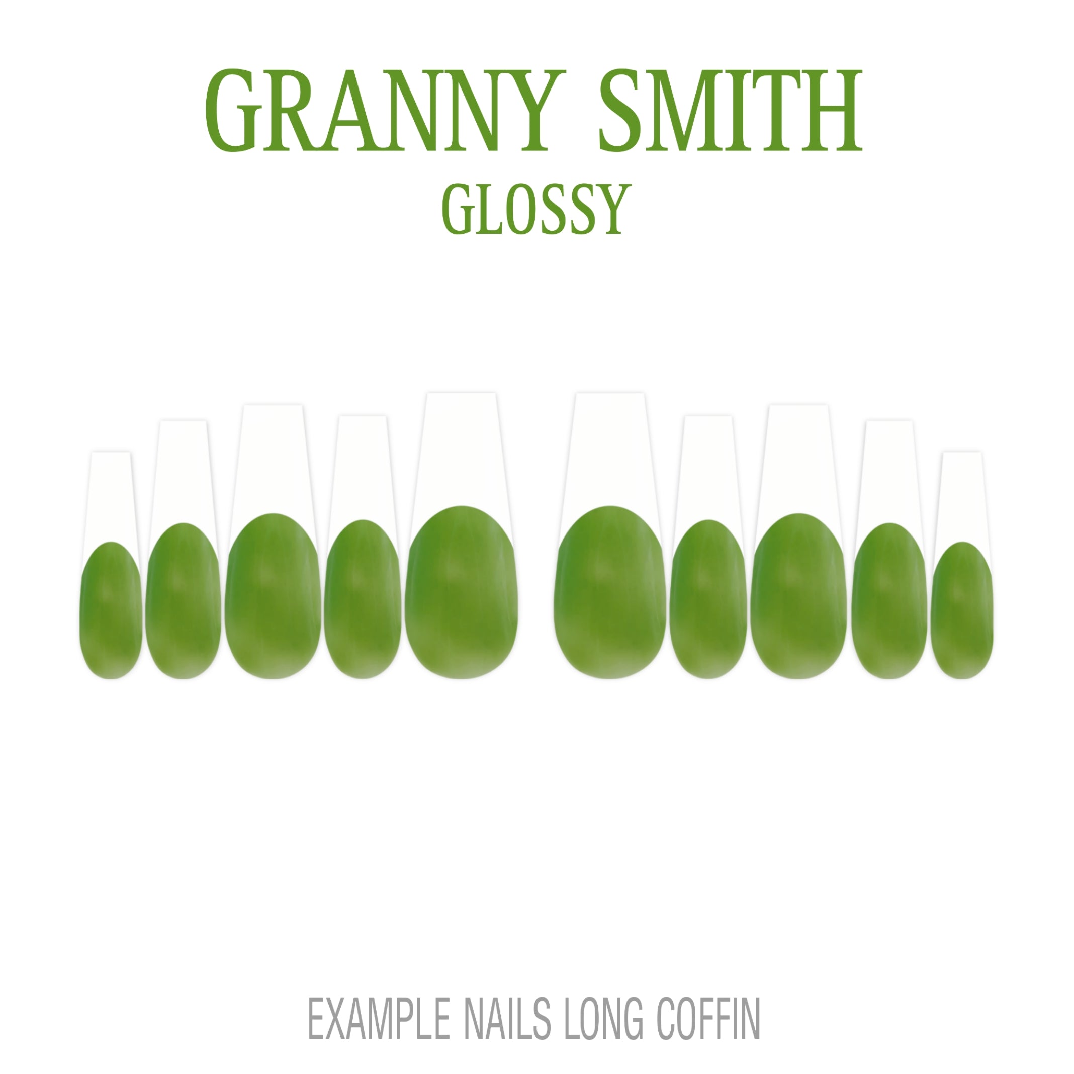 Granny Smith green French tip press-on nails