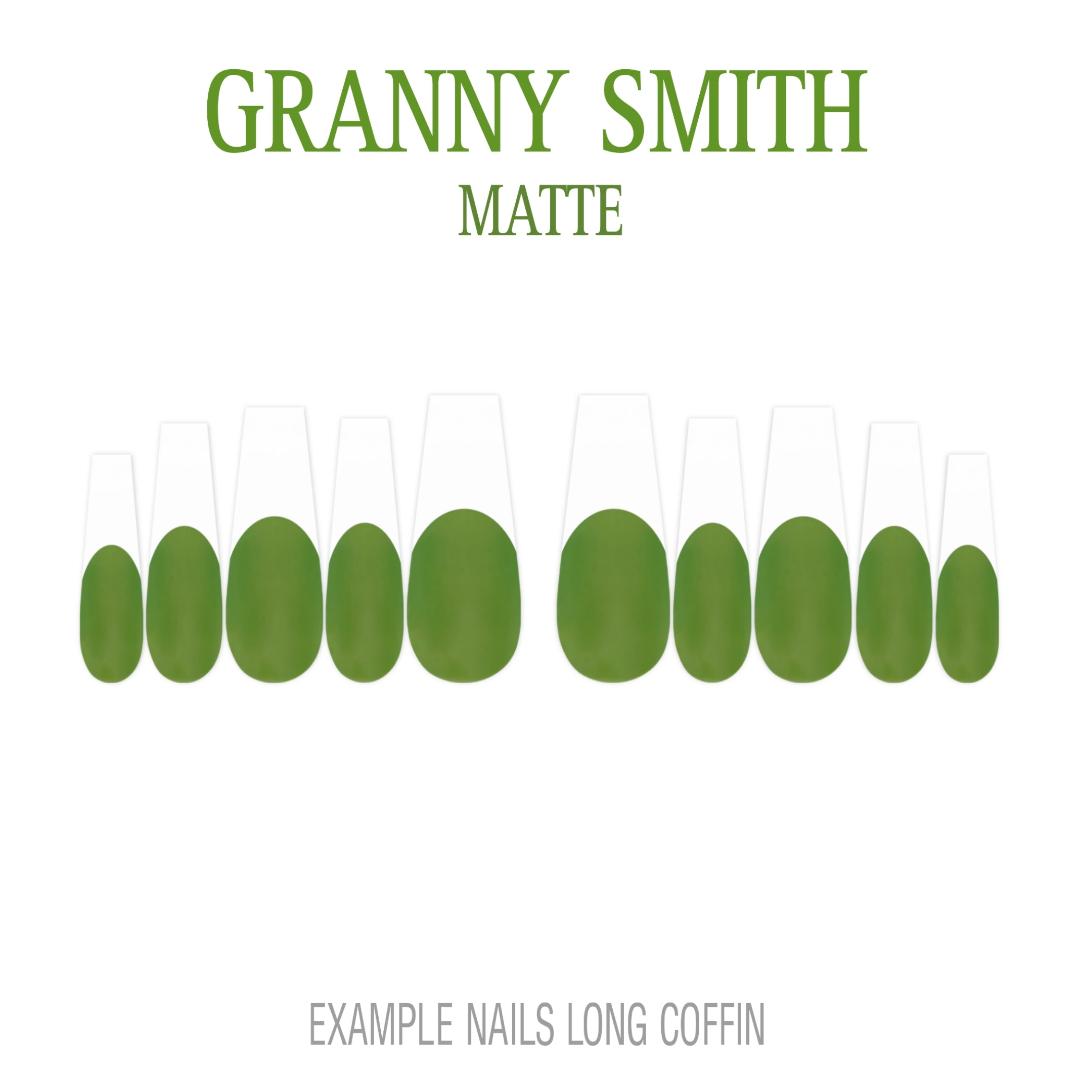 Granny Smith green French tip press-on nails