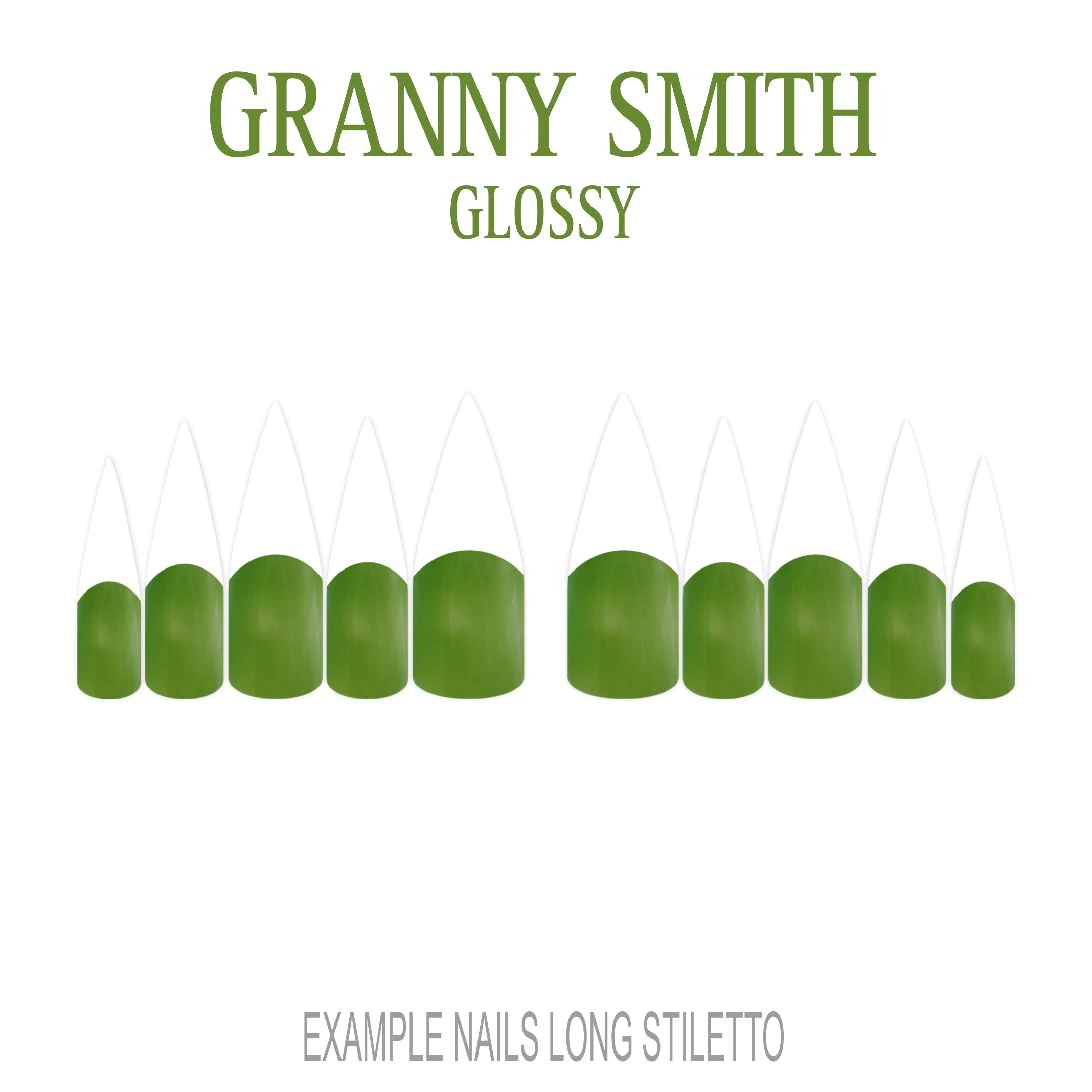 Granny Smith green French tip press-on nails