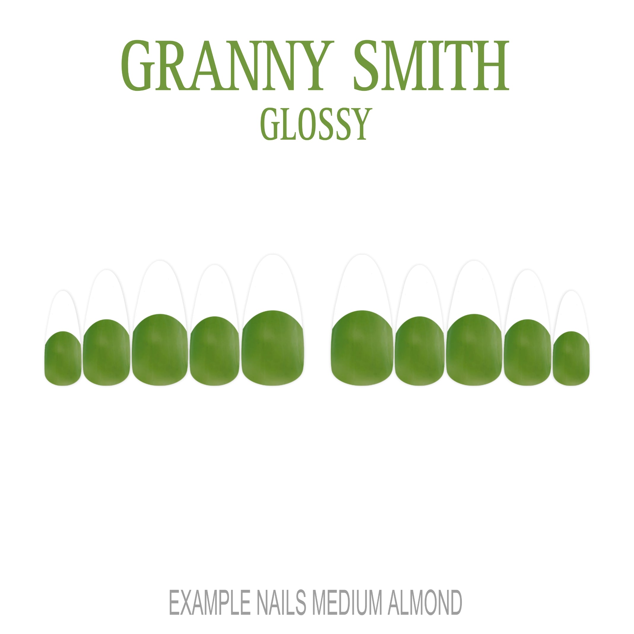 Granny Smith green French tip press-on nails