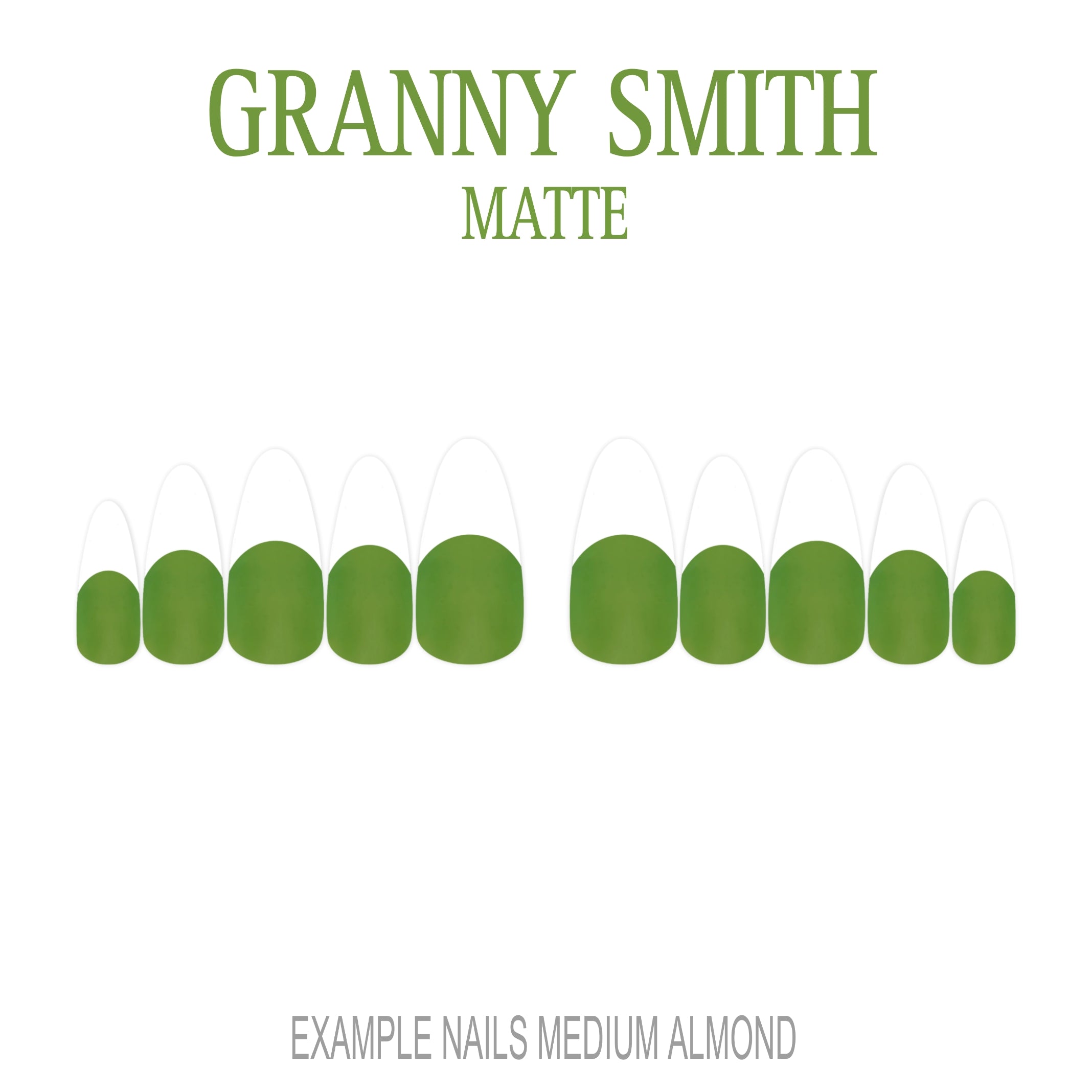 Granny Smith green French tip press-on nails