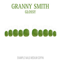 Granny Smith green French tip press-on nails
