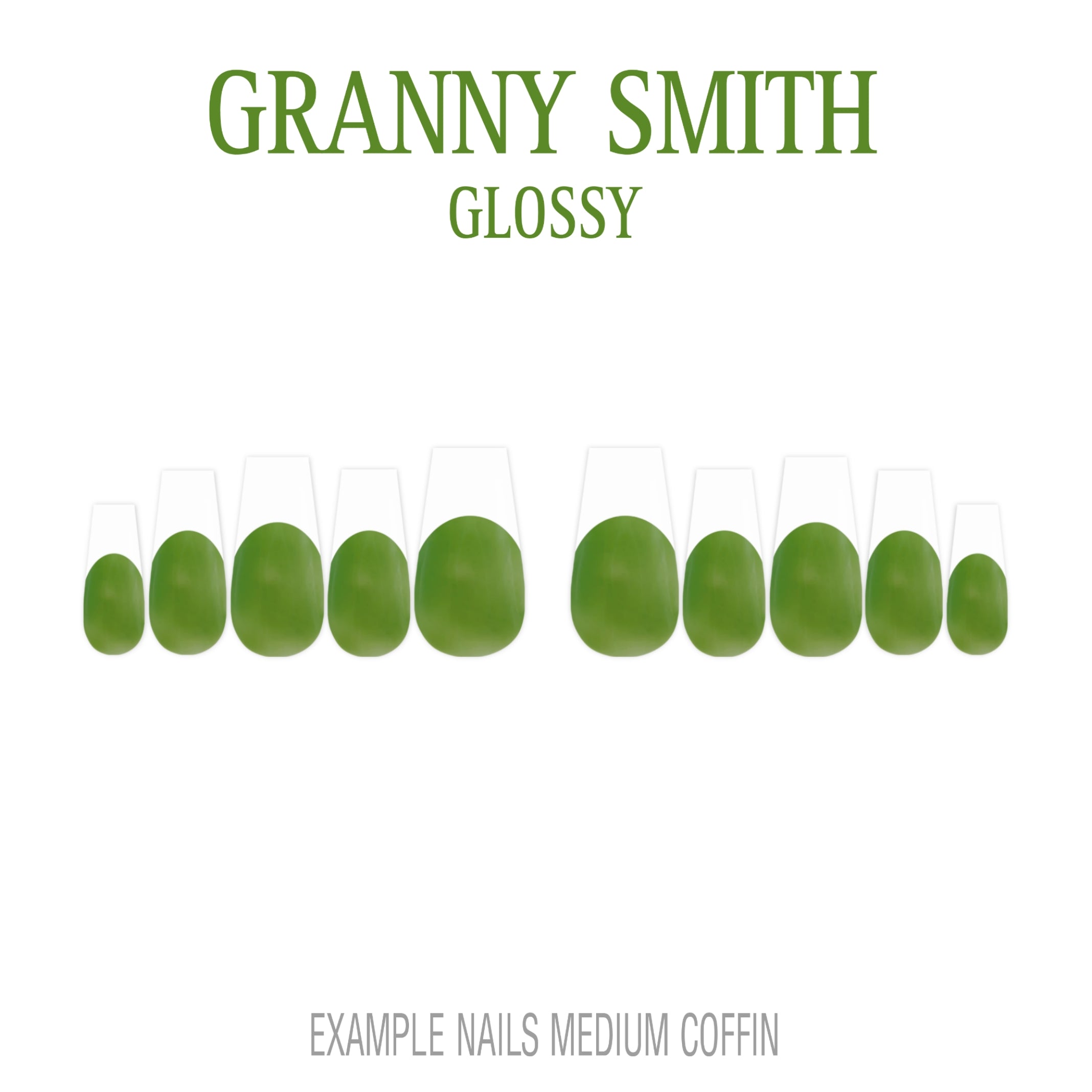 Granny Smith green French tip press-on nails