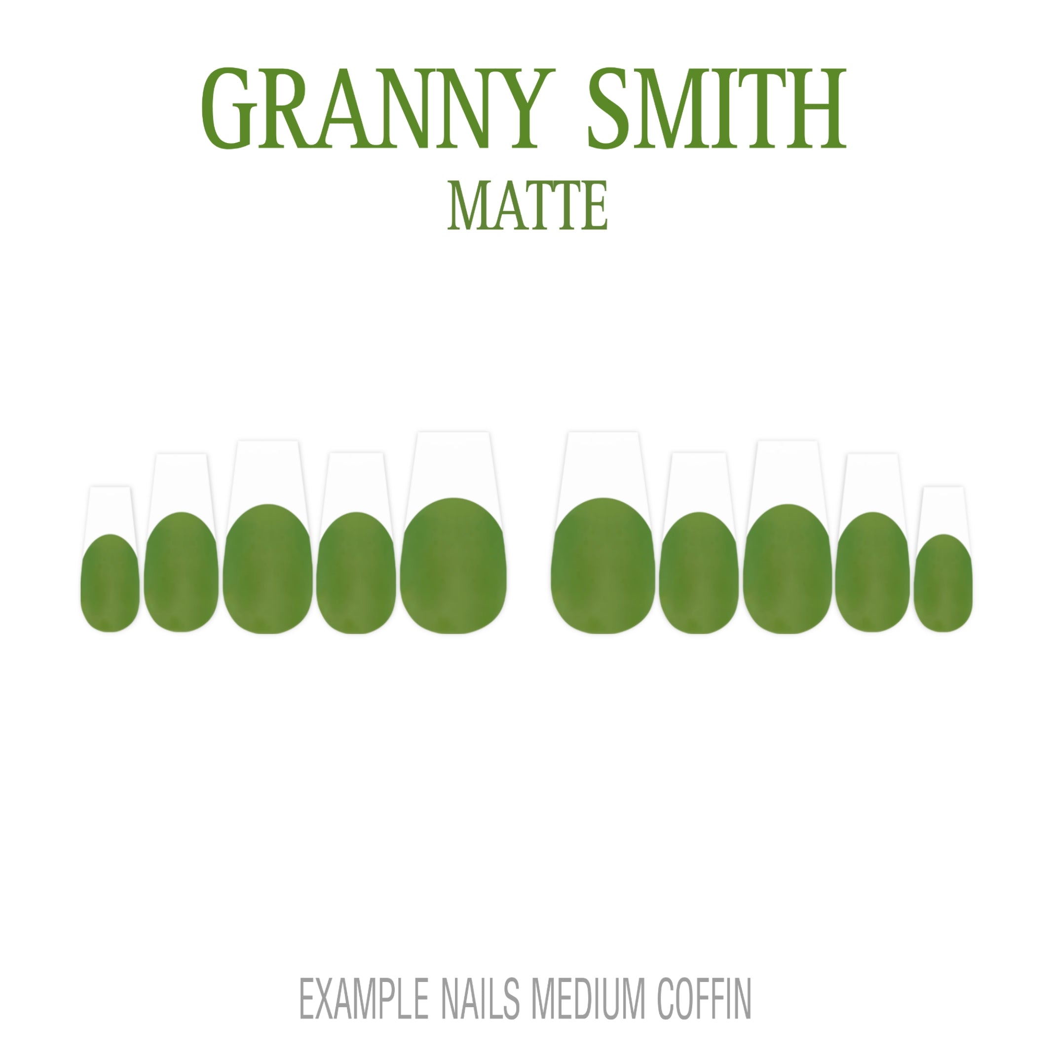 Granny Smith green French tip press-on nails