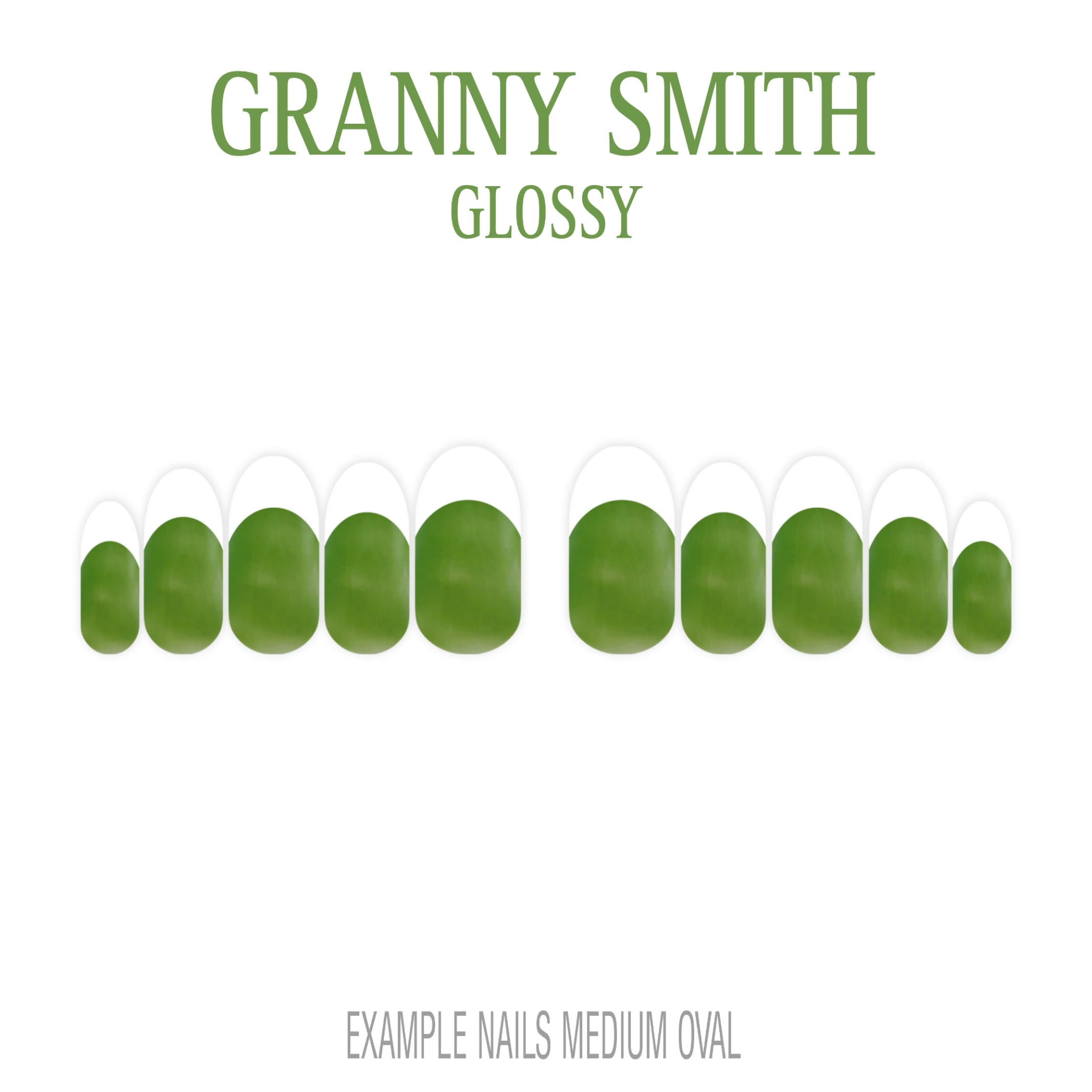 Granny Smith green French tip press-on nails
