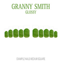 Granny Smith green French tip press-on nails