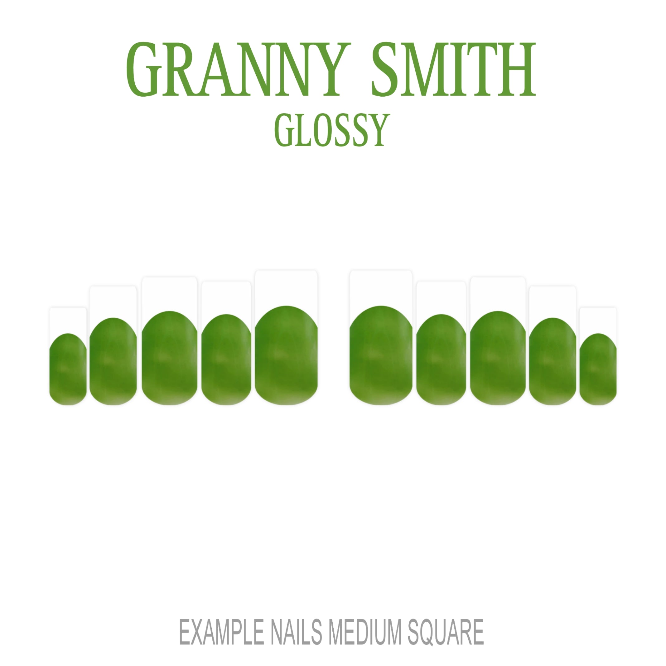 Granny Smith green French tip press-on nails