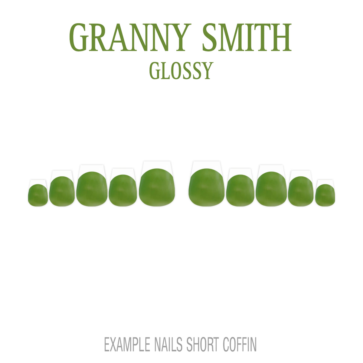 Granny Smith green French tip press-on nails